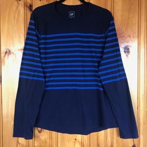 Men's Gap Blue Striped Long-Sleeved Shirt XL